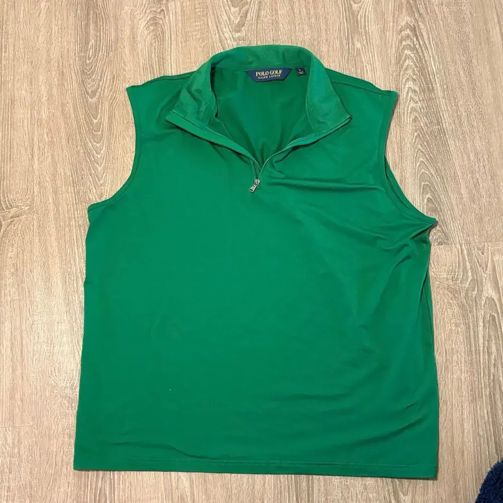 Polo Golf Ralph Lauren Masters Green Sleeveless Quarter Zip Golf Top Womens L